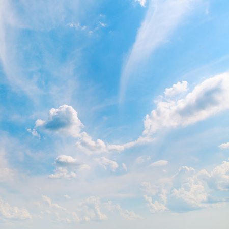 blue sky and white cumulus cloudsの写真素材