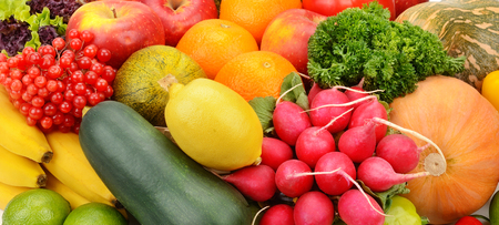 bright background of fruits and vegetablesの写真素材