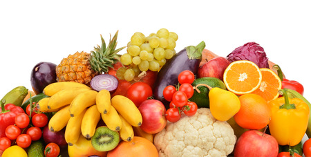 fruit and vegetable isolated on white backgroundの写真素材
