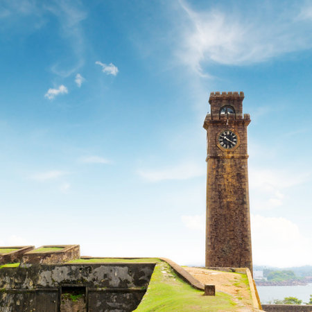 clock on the tower (Galle, Sri Lanka)の写真素材
