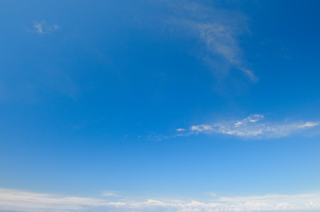 plumose clouds in the blue skyの写真素材