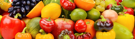 bright background of fruits and vegetablesの写真素材