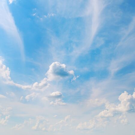 blue sky and white cumulus cloudsの写真素材