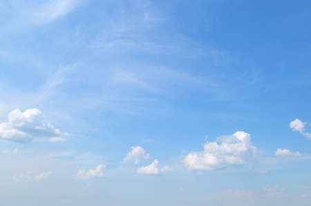 plumose clouds in the blue skyの写真素材