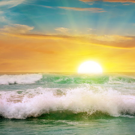 sunrise over the oceanの写真素材