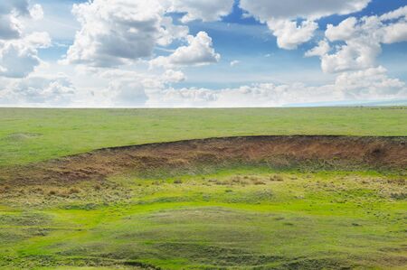 landslide and soil erosion on agricultural fieldsの写真素材