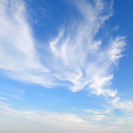 plumose clouds in the blue skyの写真素材