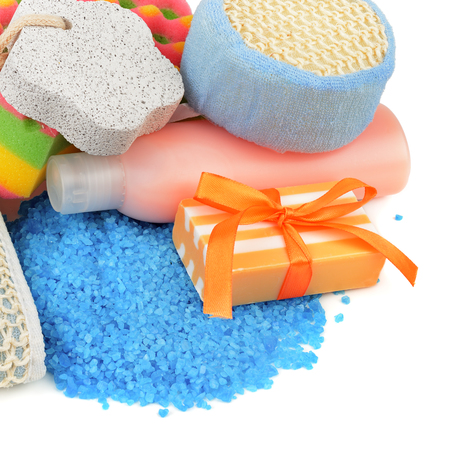 soap and personal hygiene isolated on a white backgroundの写真素材