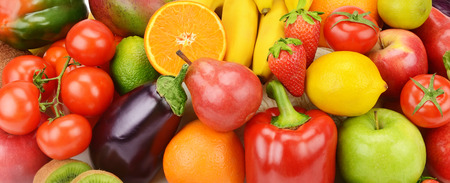 bright background of fruits and vegetablesの写真素材