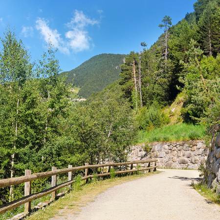 Tourist walking trail in the mountainsの写真素材