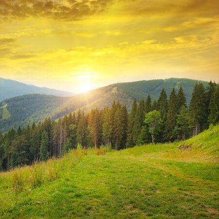 beautiful mountain landscape and sunriseの写真素材