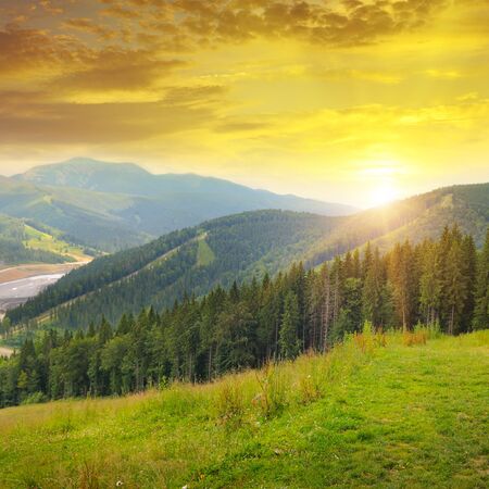 beautiful mountain landscape and sunriseの写真素材