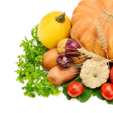 fruits and vegetables isolated on a white backgroundの写真素材