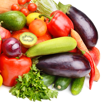 fruit and vegetable isolated on white backgroundの写真素材