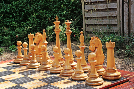 outdoor chess in a city parkの写真素材