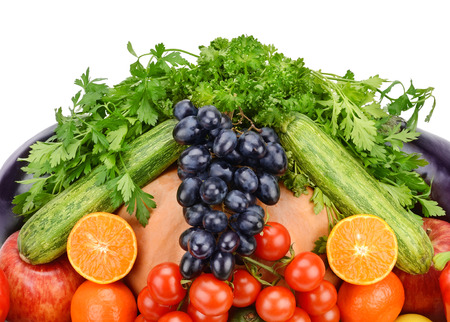 fruit and vegetable isolated on white backgroundの写真素材
