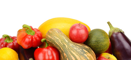 fruit and vegetable isolated on white backgroundの写真素材