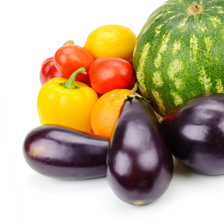 fruit and vegetable isolated on white backgroundの写真素材