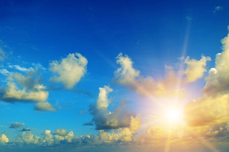 beautiful sunrise and cloudy skyの写真素材
