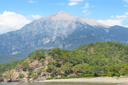 mountain landscape in the background of blue skyの写真素材