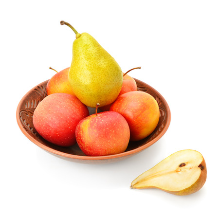 apples and pears isolated on white backgroundの写真素材