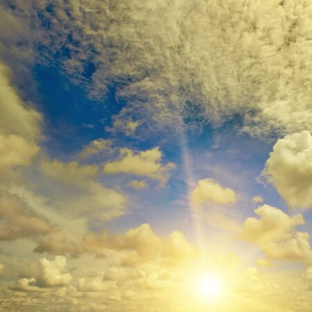 beautiful sunrise and cloudy skyの写真素材