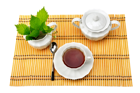 set for tea isolated on white backgroundの写真素材