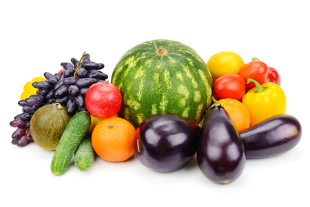 fruit and vegetable isolated on white backgroundの写真素材