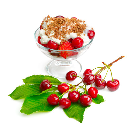 fruit dessert isolated on white backgroundの写真素材