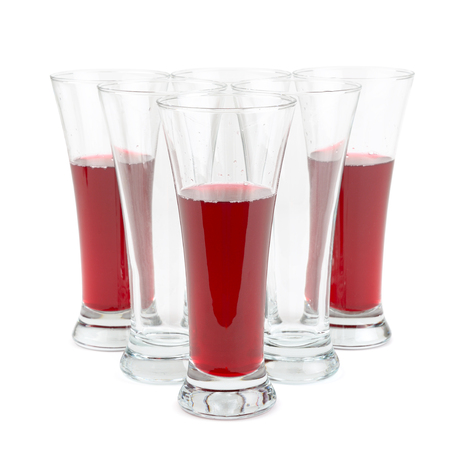 glasses with fruit juice isolated on white backgroundの写真素材