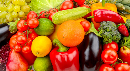bright background of fruits and vegetablesの写真素材