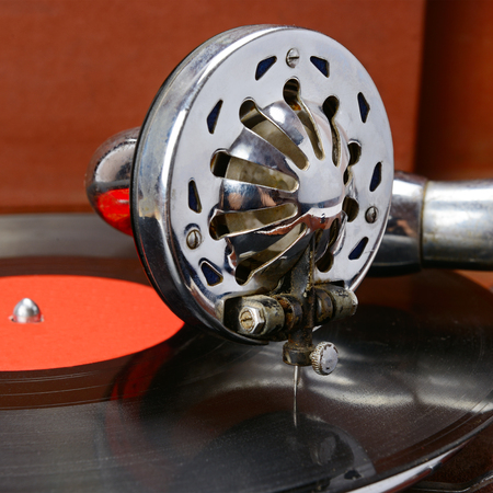 old gramophone and vinyl recordの写真素材