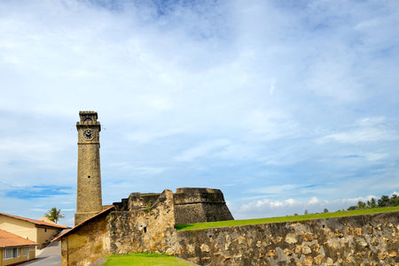 clock on the tower, fort Galle, Sri Lankaの写真素材