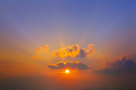 beautiful sunrise and cloudy skyの写真素材