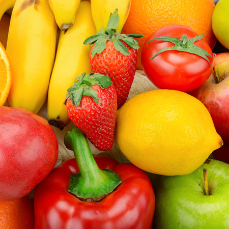 bright background of fruits and vegetablesの写真素材