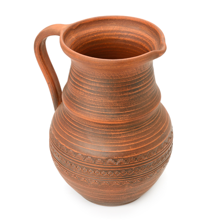 clay pot isolated on white backgroundの写真素材