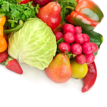 fruit and vegetable isolated on white backgroundの写真素材