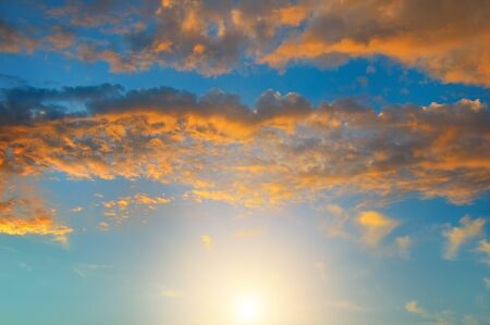Beautiful sunrise and cloudy skyの写真素材