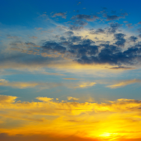 Beautiful sunrise and cloudy skyの写真素材