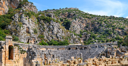 Ruins of Greco-Roman amphitheater in the city of Mira Turkeyの写真素材