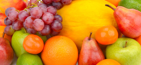 Beautiful background of a set of fruits and berriesの写真素材