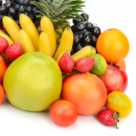 fruit set isolated on a white backgroundの写真素材