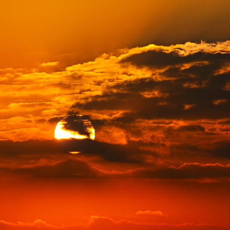 beautiful sunrise and cloudy skyの写真素材