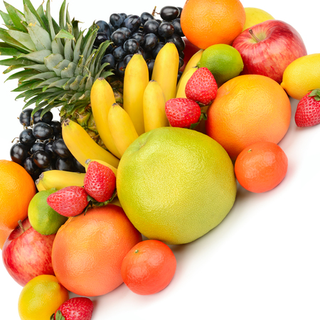 fruit set isolated on a white backgroundの写真素材