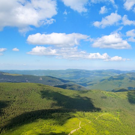Mountain peaks of the Carpathians and blue skyの写真素材