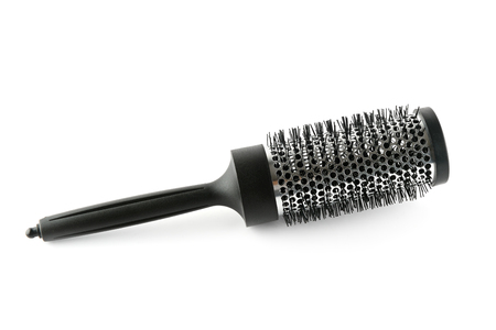 Comb for hair isolated on white background. Flat lay, top view. Free space for text.の写真素材