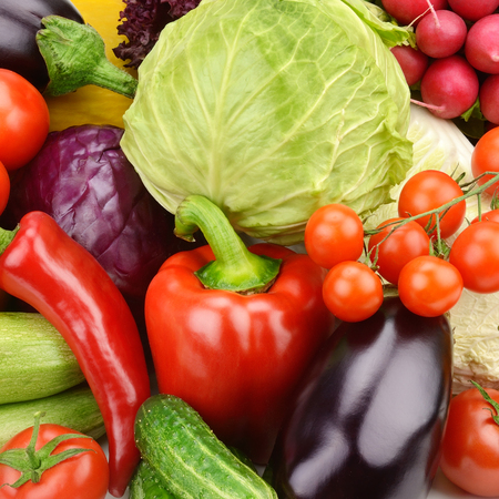 Bright background of vegetables. A set of healthy food products.の写真素材