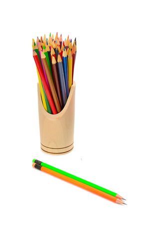 Color pencils for drawing isolated on white background.Close up.の写真素材