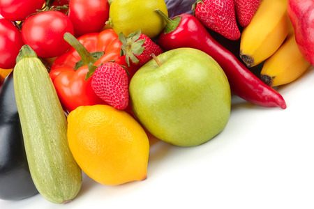 Fruits and vegetables isolated on a white background.の写真素材