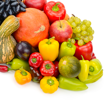 Fruits and vegetables isolated on white background.の写真素材